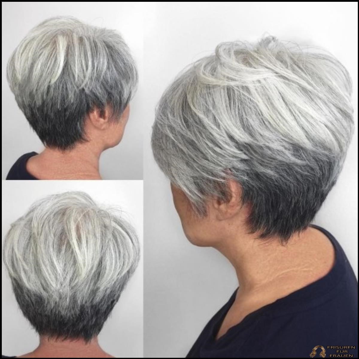 Reverse-Ombre für kurzes graues Haar